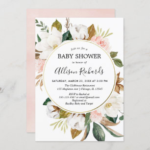 Invitation Magnolia florale rose rousse
