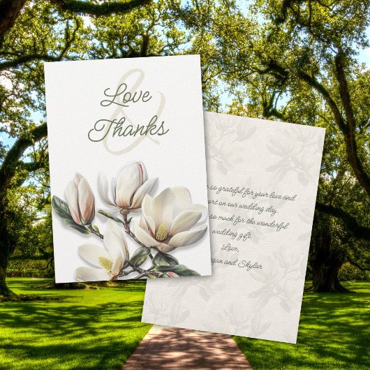 Invitation Magnolia Flowers Love Thanks Message Card