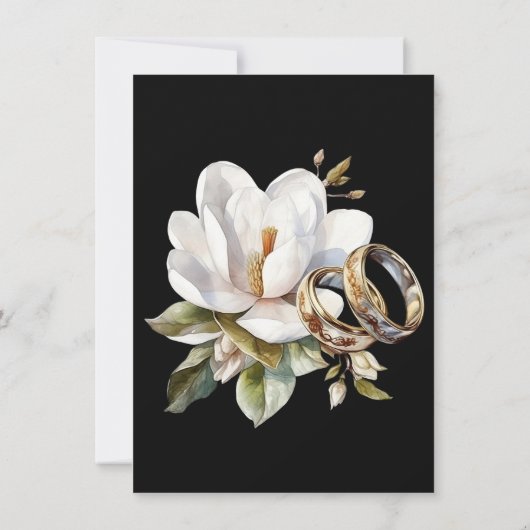 Invitation Magnolia Mariage Bagues or et Mariage noir (Dos)