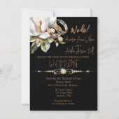 Invitation Magnolia Mariage Bagues or et Mariage noir (Devant)