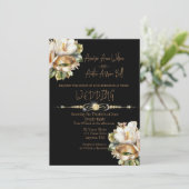 Invitation Magnolia Mariage Bagues or et Mariage noir (Debout devant)