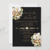 Invitation Magnolia Mariage Bagues or et Mariage noir (Devant)