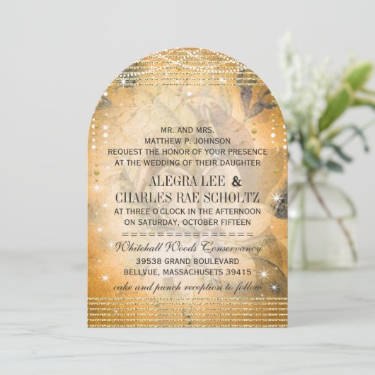 Invitation Magnolia, Mariage d'or rose sous les étoiles (Debout devant)