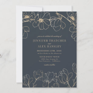 Invitation Magnolia Moderne Élégant Mariage floral simple d
