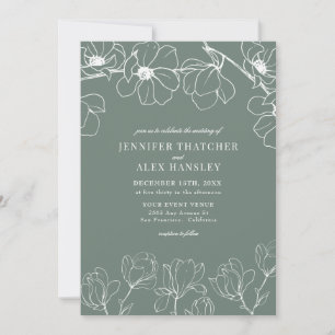 Invitation Magnolia Moderne Élégant simple Mariage floral