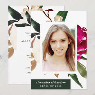Invitation Magnolia peint   Photo Graduation Party