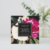 Invitation Magnolia peint sur noir | MARIAGE (Debout devant)
