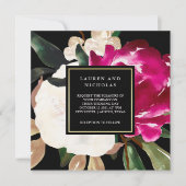 Invitation Magnolia peint sur noir | MARIAGE (Devant)