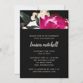 Invitation Magnolia peinte sur la partie de diplômé du noir | (Devant)