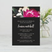 Invitation Magnolia peinte sur la partie de diplômé du noir | (Debout devant)