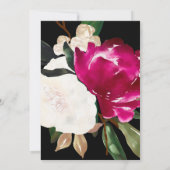 Invitation Magnolia peinte sur la partie de diplômé du noir | (Dos)