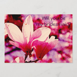 Invitation Magnolia pourpre et rose vibrante