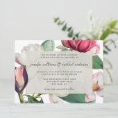 Invitation Magnolia Romantique Fleurit Élégant Floral (Debout devant)