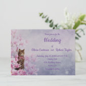 Invitation Magnolia rose et mariage de chat personnalisés (Debout devant)