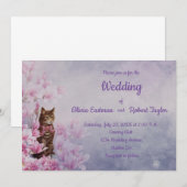 Invitation Magnolia rose et mariage de chat personnalisés (Devant / Derrière)