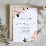 Invitation Magnolia rose pâle et Bat mitzvah Hydrangea<br><div class="desc">Famille Invitation et amis avec cette invitation à bat mitzvah floral personnalisable. Il présente des magnolias et des hydrangées rose vif aux accents de feuille d'or faux rose. Personnalisez en ajoutant les noms, la date, l'heure, le lieu et d'autres détails de l'événement. Cette invitation à la floraison conviendra parfaitement aux...</div>