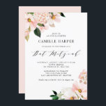 Invitation Magnolia rose pâle et Bat mitzvah Hydrangea<br><div class="desc">Famille Invitation et amis avec cette invitation à bat mitzvah floral personnalisable. Il présente des magnolias et des hydrangées rose vif aux accents de feuille d'or faux rose. Personnalisez en ajoutant les noms, la date, l'heure, le lieu et d'autres détails de l'événement. Cette invitation à la floraison conviendra parfaitement aux...</div>