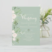 Invitation Magnolia Sage Green Mariage Floral Invite (Debout devant)