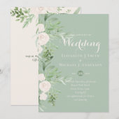 Invitation Magnolia Sage Green Mariage Floral Invite (Devant / Derrière)