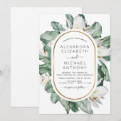 Invitation Magnolia Tropical Floral Greenerife Mariage Invita (Devant / Derrière)