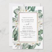 Invitation Magnolia Tropical Verdure Palm Floral Mariage Inv (Devant)