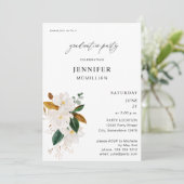 Invitation Magnolia White Floral Gradauation Party (Debout devant)