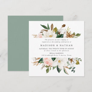 Invitation Magnolias Aquarelle Mariage Floral