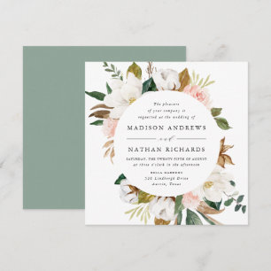 Invitation Magnolias Aquarelle Mariage Floral