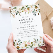 Invitation Magnolias aquarelles | Douche Floral Couple's
