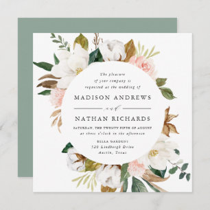 Invitation Magnolias aquarelles   Mariage floral