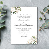 Invitation Magnolias Blanc Classique Formel Mariage Élégant