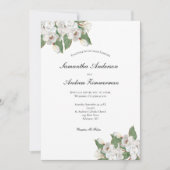 Invitation Magnolias Blanc Floral Formel Mariage élégant (Devant)