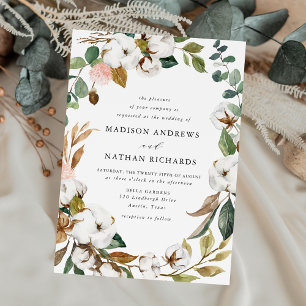 Invitation Magnolias Blancs Élégants et Mariage Floral Rose