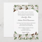 Invitation Magnolias Blancs Mariage Classique Formel Élégant (Devant / Derrière)