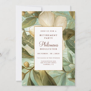 Invitation Magnolias Botanical Gold Green Floral Retraite