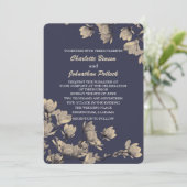 Invitation Magnolias Greige Sud Mariage bleu nuit (Debout devant)
