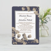 Invitation Magnolias Greige Sud Mariage bleu nuit (Debout devant)