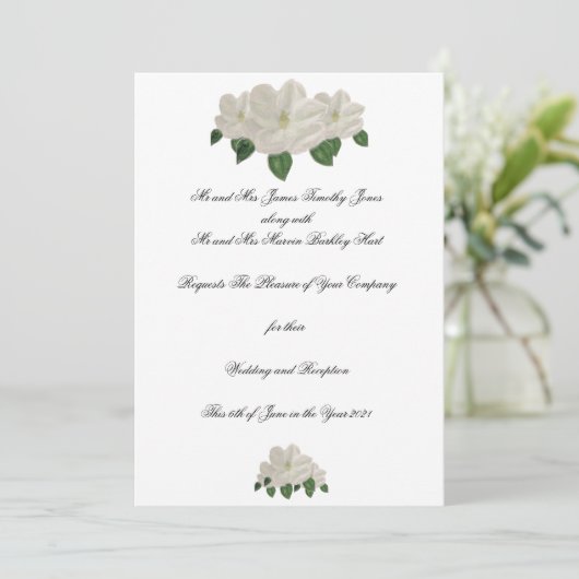 Invitation Magnolias Mariage Peint à la Main (Debout devant)