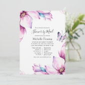 Invitation Magnolias rose Bébé ou Fête des mariées par courri (Debout devant)