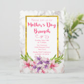 Invitation Magnolias rose et violet Brunch Fête des Mères (Debout devant)