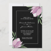 Invitation Magnolias violet Aquarelle Mariage floral (Devant)