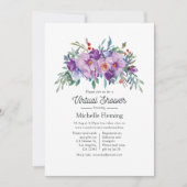 Invitation Magnolias violet et Baby shower virtuel Rose (Devant)