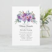 Invitation Magnolias violet et Baby shower virtuel Rose (Debout devant)