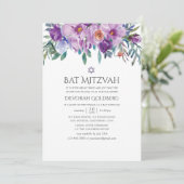 Invitation Magnolias violet et Bat mitzvah Rose (Debout devant)