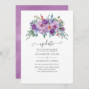 Invitation Magnolias violet et Mariage Rose