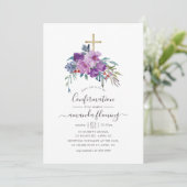 Invitation Magnolias violet et Rose Aquarelle Confirmation (Debout devant)