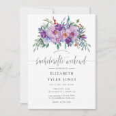 Invitation Magnolias Violet et Rose Bachelorette Week-end (Devant)