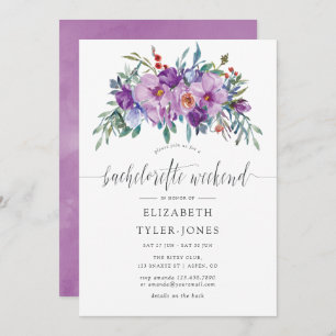 Invitation Magnolias Violet et Rose Bachelorette Week-end