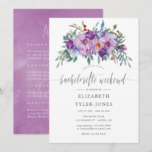 Invitation Magnolias violets et Roses Enterrement de vie de j