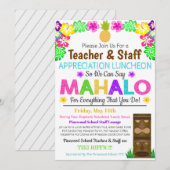 Invitation Mahalo Appréciation du personnel enseignant Invita (Devant / Derrière)
